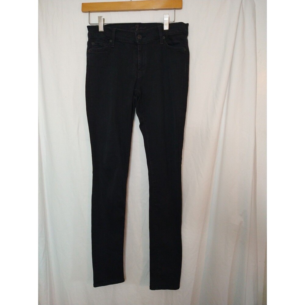Seven for All Mankind Skinny Ankle Jeans Women Size 27 Black Denim Made In USA